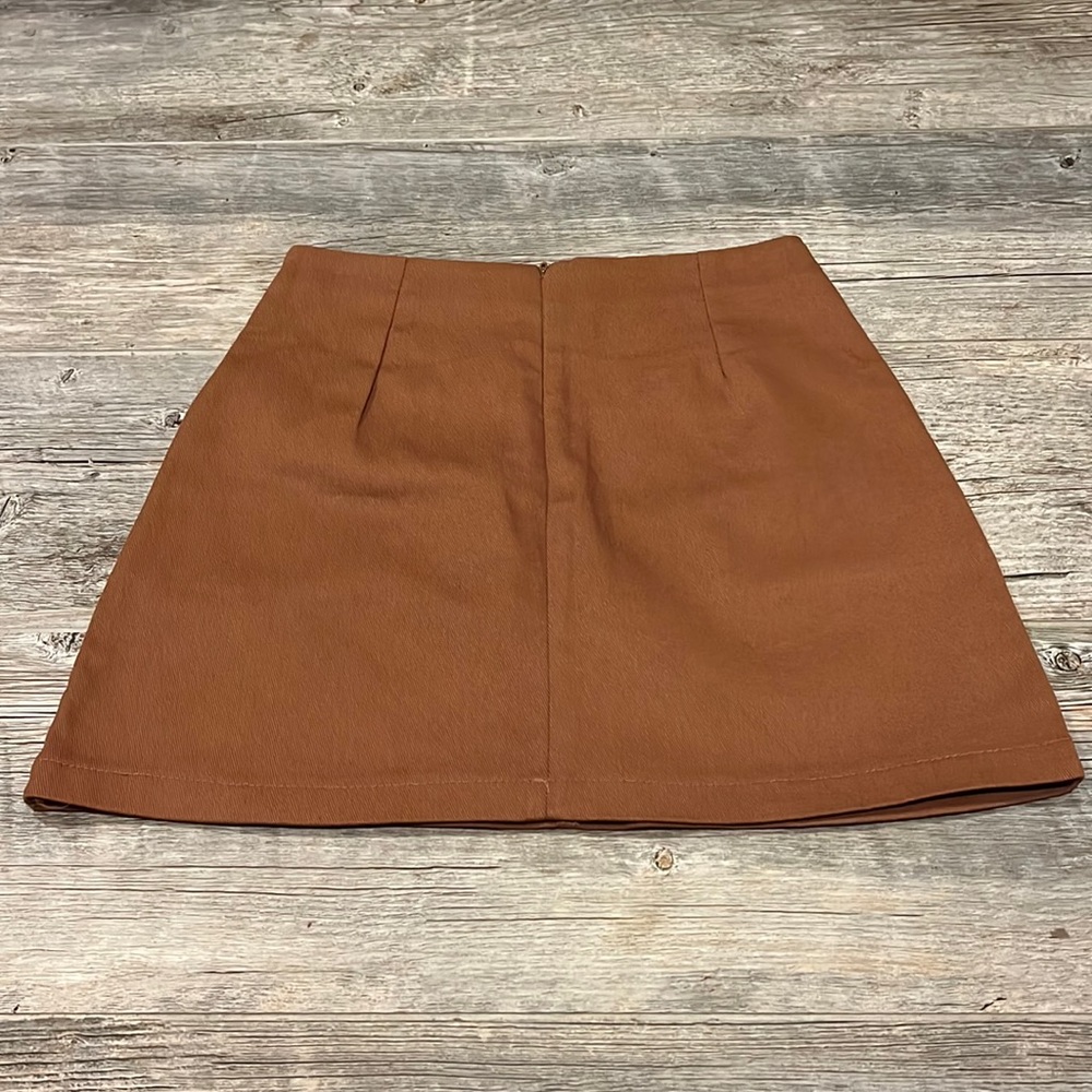 Goodnight Macaroon Brown Twill Pocket A-line Mini Skirt New - Picture 4 of 6